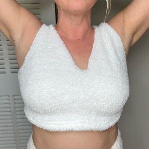 Fluffy White Crop Top